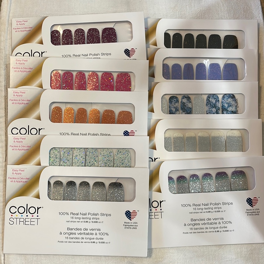 10 sets of Color Street Glitter nails !!! $140 retail !!